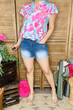 S017 Denim washed white blue women shorts