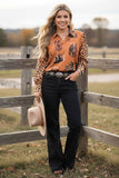 Western patterns & leopard long sleeve women's boutique top Southern Stitch GJQ17207(CS4)