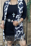 GJQ14616 Leopard printed w/tassels women vest /cardigan IS13