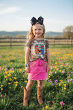 Leopard & cactus printed short sleeve girl t-shirt XCH0722-20H A16S3