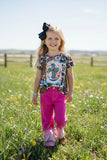XCH0722-22H Sunflower & leopard cross short sleeve girls t-shirt A16S3