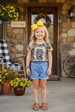 Western Animal printed & sunflower cross printed short sleeve girl t-shirt XCH0722-24H A16S6