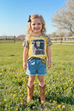 Bull skull printed leopard short sleeve girls t-shirt DLH0923-26 A16S5