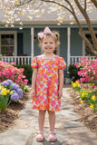 Wholesale floral asymmetry girls dress w/short sleeves DLH2869 (A1S3)