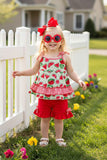 Green & red watermelon 2pc ruffle girls set XCH0666-3H A11S1