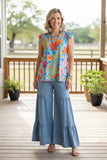 Chic floral print flutter sleeve women boutique tops Southern Stitch GJQ15909 DS11