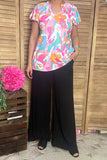 Shop multi color patterns printed women blouse w/short sleeves GJQ16040 IS8