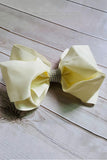 Chic double layer rehinestone 7.5" cream boutique girls hairbow $10 for 12pc