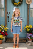 "Faith, Hope, & Love" short sleeve t-shirt & denim shorts 2pc girls set DHL0923-09/XCH09002