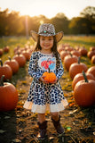 Cheetah & pumpkins ruffle long sleeve girls dress DLH2336 9S3