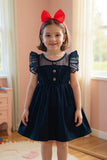 Black girl dress w/ruffle sleeves XCH0888-17H (A2S7)