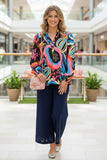 Multi color western patterns printed puff long sleeve women blouse BQ16287 (FS1)