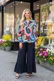 Multi color western patterns printed puff long sleeve women blouse BQ16287 (FS1)