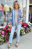 Striped Women's blouse w/drop shoulder 3/4 sleeves XCH15692