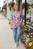 Spring multicolor floral printed short sleeve women top GJQ16622 FS11