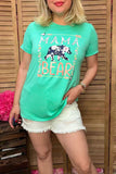 MAMA BEAR Tiffany blue printed short sleeve women t-shirt DLH9254
