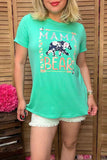MAMA BEAR Tiffany blue printed short sleeve women t-shirt DLH9254