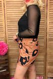 Brown leopard printed women shorts w/high waist YMY15006