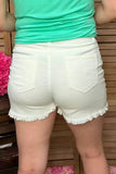 Shop women's ripped denim shorts wholesale White distressed Shorts J155 IS7