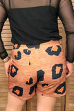 Brown leopard printed women shorts w/high waist YMY15006