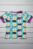 Western daisy & animal printed short sleeve girls t-shirt DLH10821-1