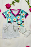 Western daisy & animal printed short sleeve girls t-shirt DLH10821-1