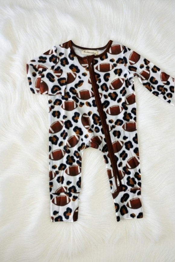 Football & leopard prints unisex infant baby romper XCH05002 A12S1