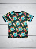 Western boots & floral printed short sleeve girls t-shirt DLH10821-3