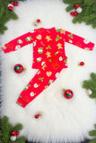 Red christmas printed long sleeve top & pant 2pc pajamas sets DLH2831 A9S3