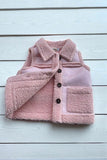 Pink sherpa sleeveless reversible girls vest w/buttons up XCH03031