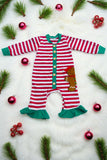 Christmas striped gingerbread baby girls romper DLH2832 A9S2