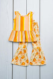 Western chic floral pant 2pcs girls bouituqe set 1135WY (A5S9)