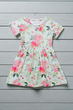 Western floral printed short sleeve girl's boutique dress 1132WY (A1S5)