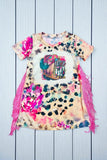 LETS GO Cowgirl boots & hat printed girl dress w/fringe tassels DLH2302 (A2S8)