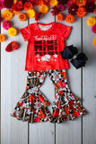 Kids football mini top floral printed pant girls clothing sets XCH0015-14H A8S6