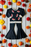 Sequin football embroidery top black bell bottom girls sets XCH0024-6H (A10S1)