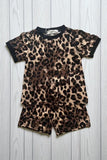 Soft leopard Mom and me top & shorts 2pcs girls sets BQ2417