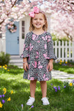 Butterflies & pink cheetah print girls dress XCH0016-2H (A2S8)