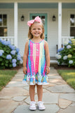 XCH03012 Multi color serape unicorn printed sleeveless girls swirl dress (A2S2)
