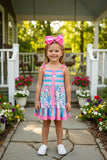 Girls dress vendors Stripes & floral prints & sleeveless w/buttons XCH03022 (A2S3)