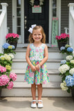 Toddler girls dress suppliers Floral prints & white lace trim kids dress DLH2877 (A2S2)