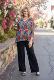 Leopard printed 3/4 sleeve top & black pant 2pcs women's sets GJQ15718 AS8