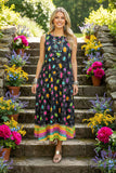 GJQ15301 Serape bottom & leopard printed sleeveless women dress w/side pockets(BS2)