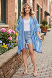 XCH10895 Aztec blue multi color printed w/trim women cardigan (AS11)