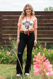 Orange cow printed short sleeve women t-shirt DLH12160 AS14