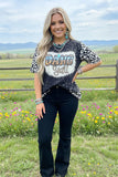 DLH14167 "DANG YA'LL" & leopard printed short sleeve women tops (BS3) AS12