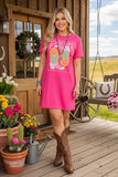 XCH13892 Pink Dress with Cowboy Boots w/side pockets short sleeve (AS4)
