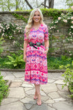 Western Aztec printed short sleeve women dress w/side pockets GJQ15744 AS7