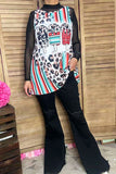 XCH13017 Leopard & serape popsicle multi colors printed women tank top