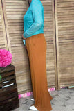 brown straight women pant w/side pockets YMY15523 GS4